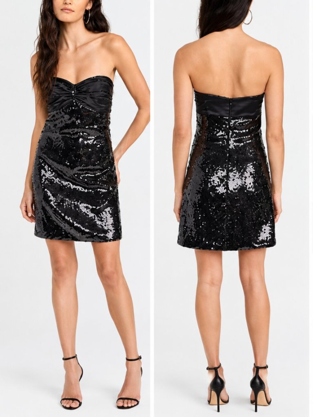 NWT Shoshanna Dolly Strapless Mini Dress Black Sequin Size 4
